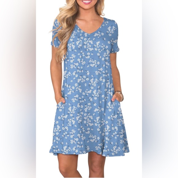anyjoin Dresses & Skirts - Floral Blue High Low Dress